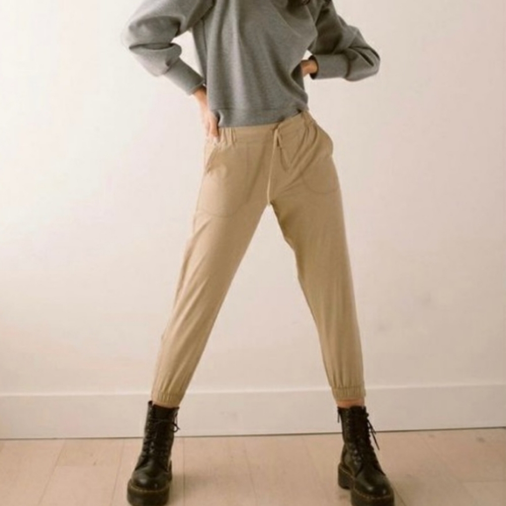 Albion Fit Jetsetter Joggers in Khaki Color Ankle Zip Large